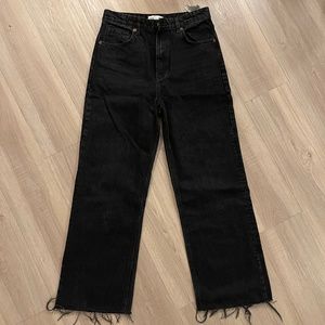 Zara Black Straight Leg Flare Jeans Distressed